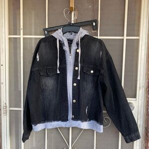 Jean jacket with hoodie size 3x